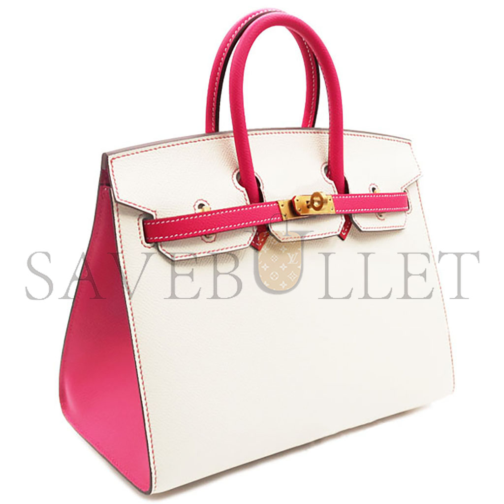 HERMES MASTER BIRKIN 25 EPSOM MILKSHAKE WHITE AND PINK GOLD BUCKLE BAG H028368CK6S (25*20*13cm)